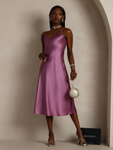 [Dunkelviolett] SilkSilky-DE Sleeveless V Neck Kleider 007
