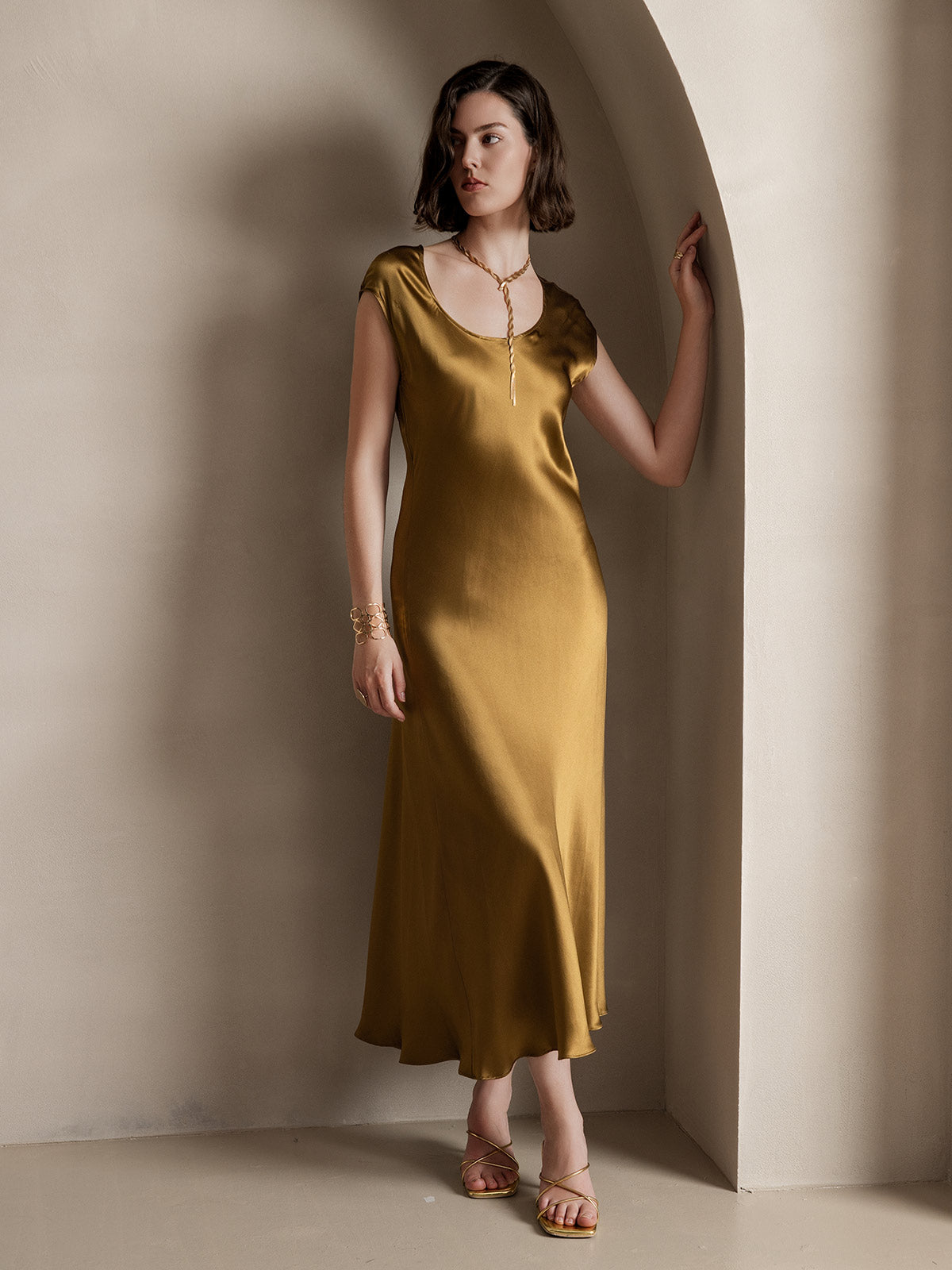 [Braun] SilkSilky-DE 19Momme Seide Dress 006