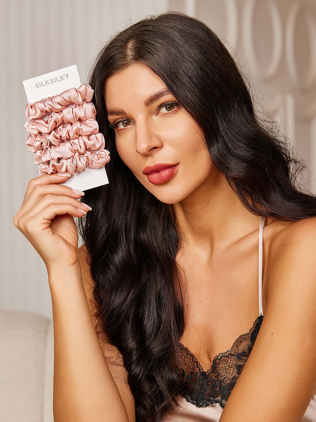 [Rosa] SilkSilky-DE 19Momme Reine Seide Scrunchie 001