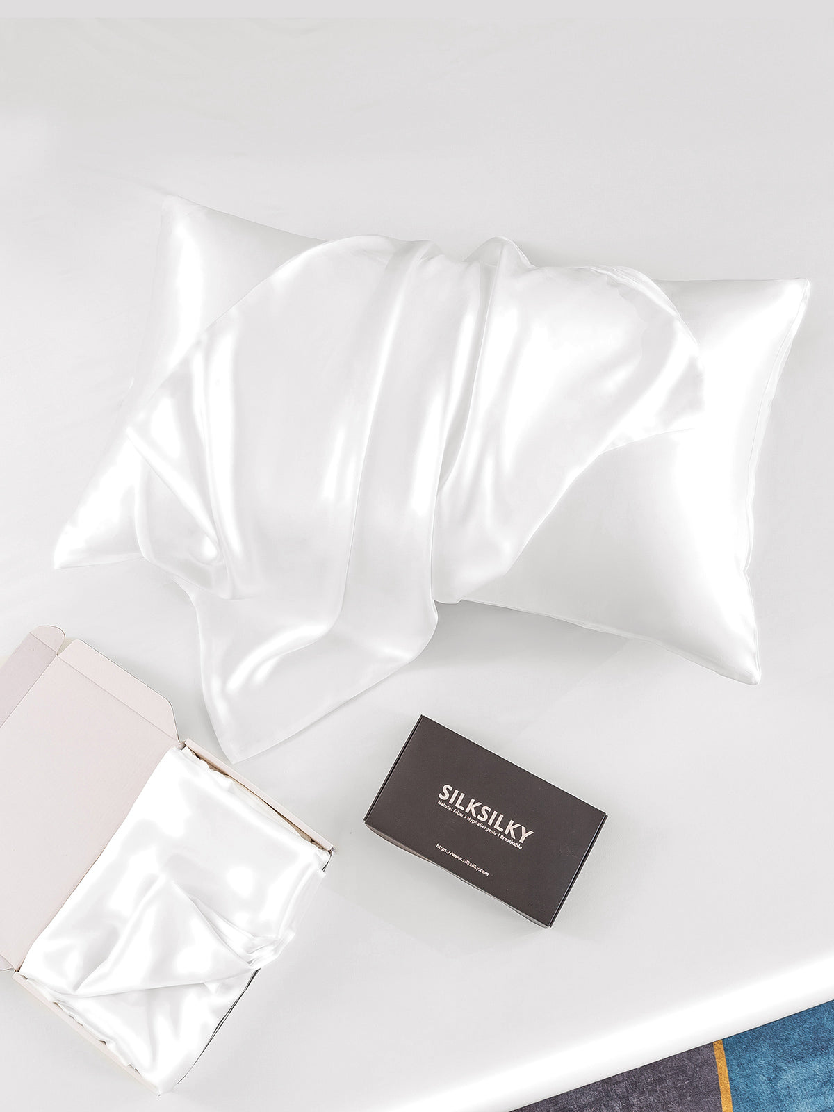 [Weiß] SilkSilky-DE 22Momme Reine Seide Pillowcase 005