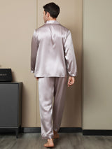 [Blasses Mauve] SilkSilky-DE Langärmelig Notch-Kragen Herren Pyjamas 002
