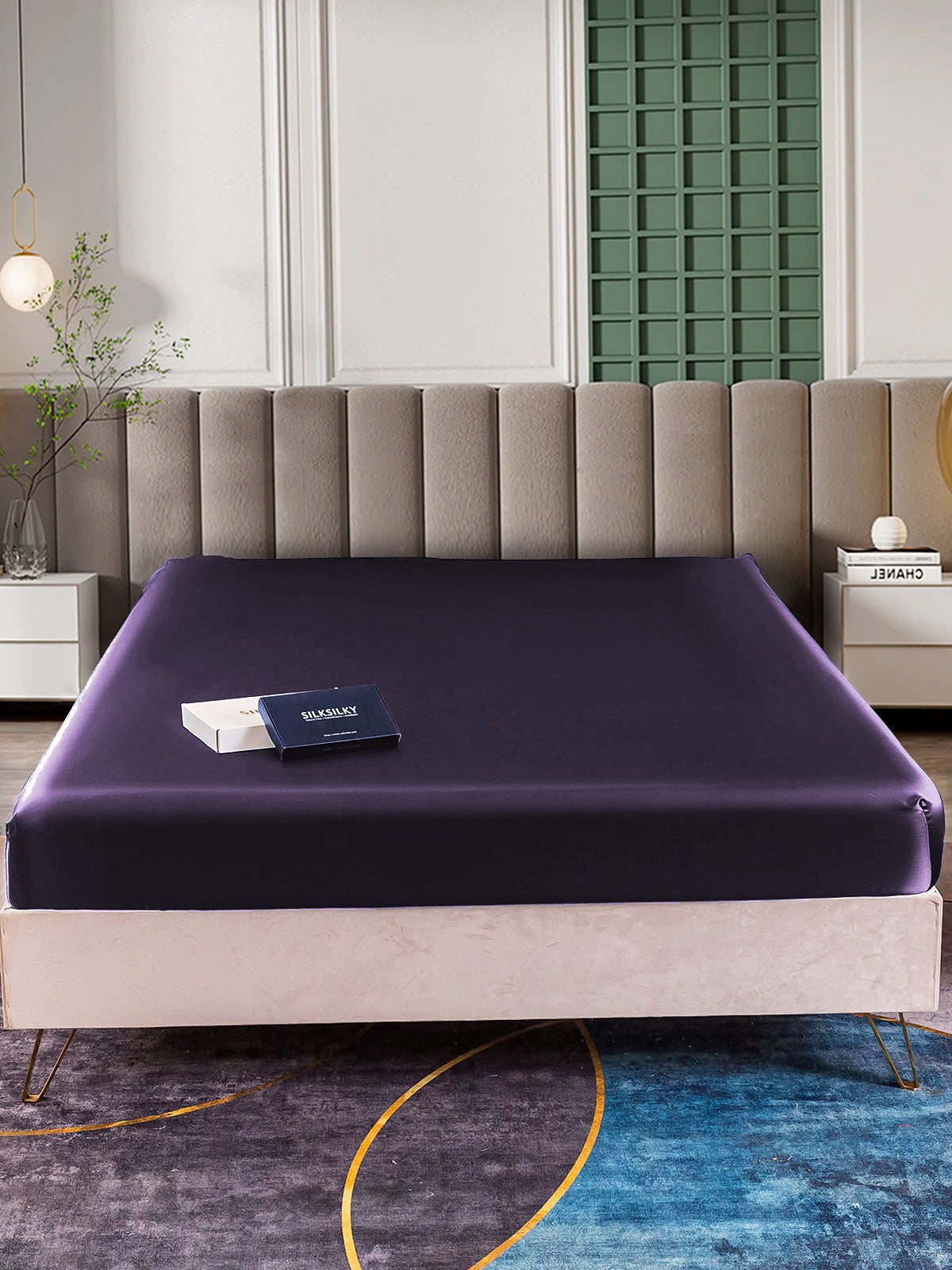 [Dunkelviolett] SilkSilky-DE 25Momme Reine Seide Sheet 002