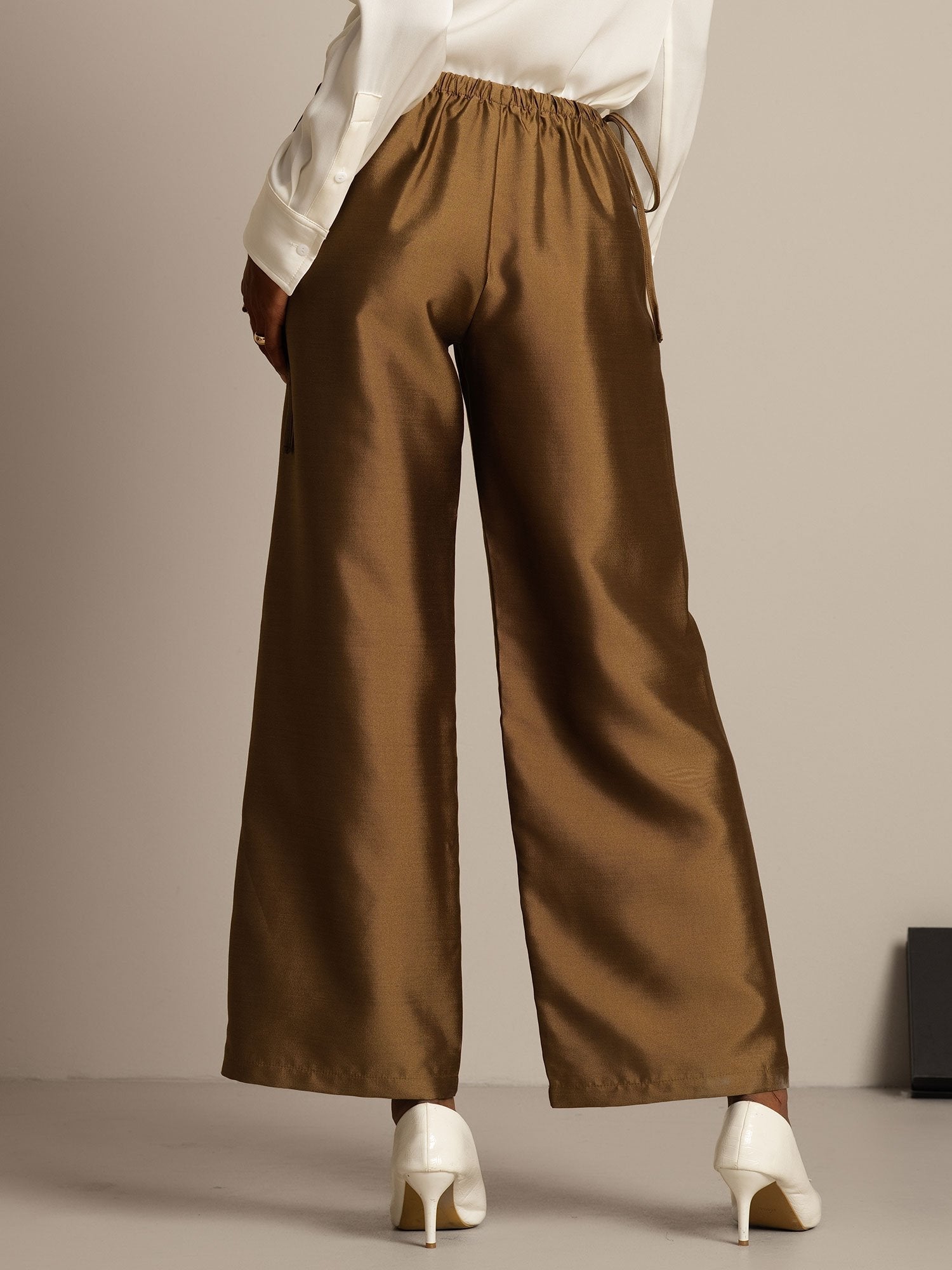 [Bronze] SilkSilky-DE 32Momme Silk-Wool Blend Womens Pants 002,