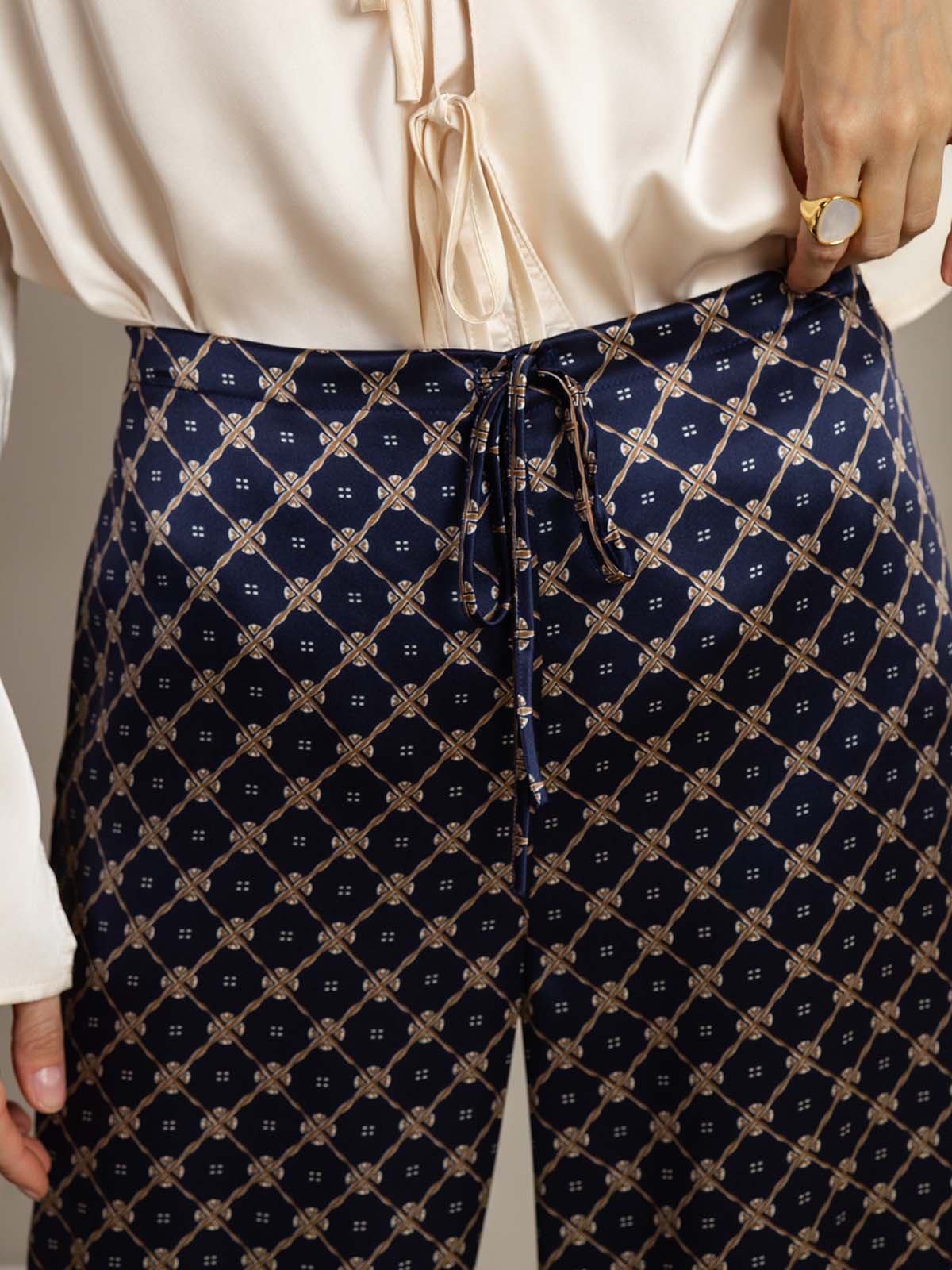 [Marine Kette] SilkSilky-DE 19Momme Seide Womens Pants 005