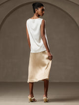 [Weiß] SilkSilky-DE Sleeveless Round Neck Cami Top 002