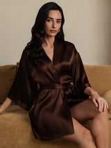 [Kaffee] SilkSilky-DE 3/4 Sleeve Damen Morgenmantel 003