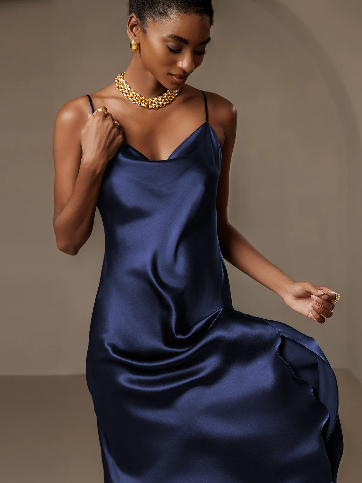 [Dunkelblau] SilkSilky-DE 19Momme Nightgown 006