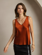 [Karamell] SilkSilky-DE Sleeveless V Neck Cami Top 001