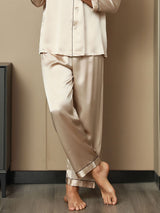 [Tan] SilkSilky-DE Reine Seide Mens Sleep Bottoms 004,