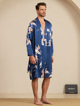 [Dunkelblau] SilkSilky-DE 19Momme Long Sleeve Mens Pajamas 005