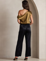 [Schwarz] SilkSilky-DE 19Momme Seide Womens Pants 002