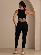 [Schwarz] SilkSilky-DE Sleeveless Crew Neck Women's Outfit Sets 002