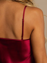 [Rotwein] SilkSilky-DE Spaghetti Strap V Neck Nachthemden 004