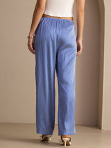 [Blaues Nadelstreifen] SilkSilky-DE Womens Pants 002