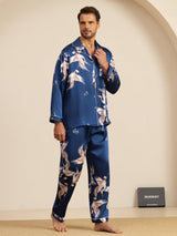 [Dunkelblau] SilkSilky-DE Long Sleeve Notch-Kragen Herren Pyjamas 004
