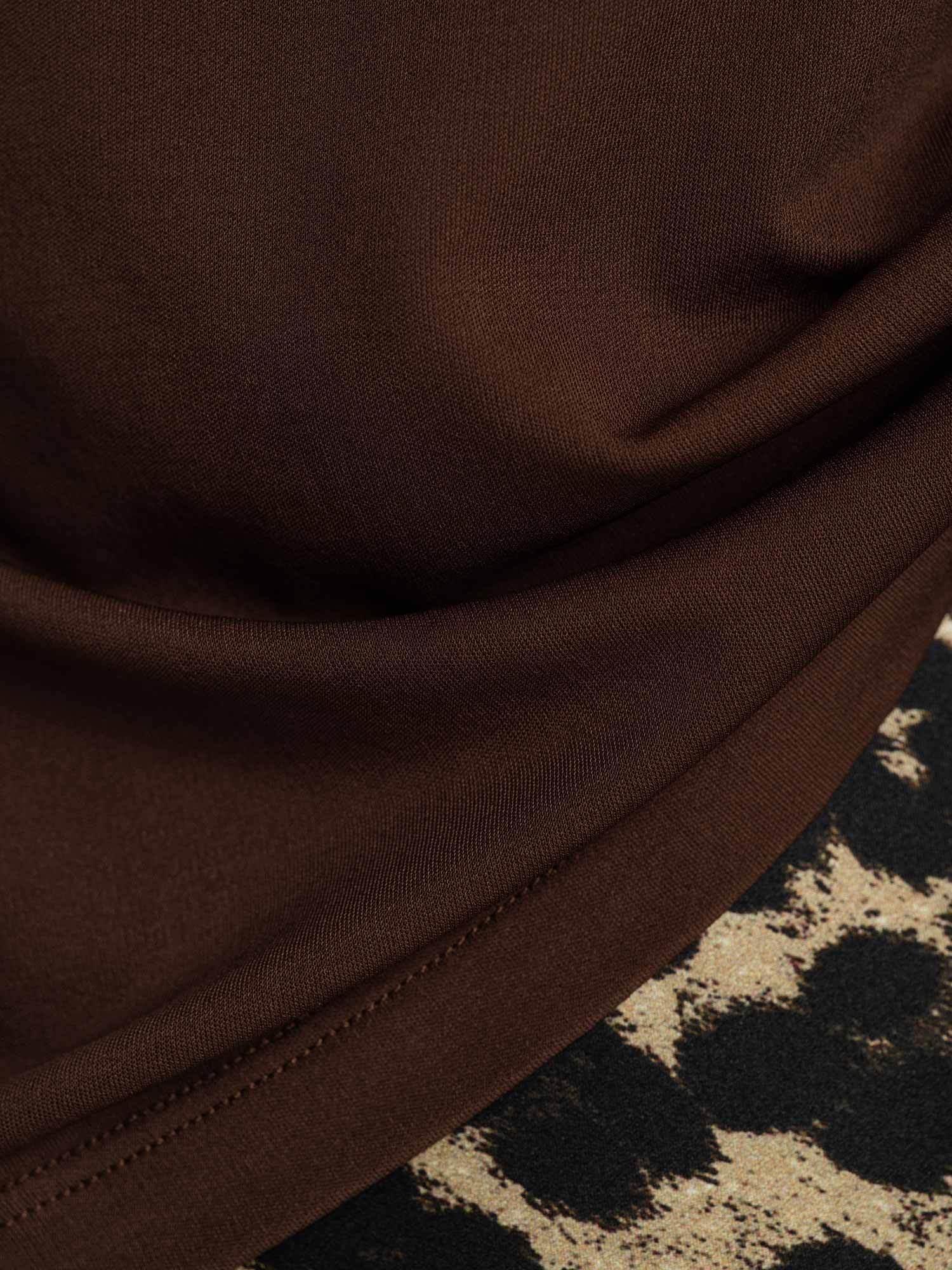 [Kaffee] SilkSilky-DE Reine Seide V Ausschnitt T-Shirt 005