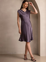 [Lilagrau] SilkSilky-DE Cap Sleeve V Neck Nachthemden 005