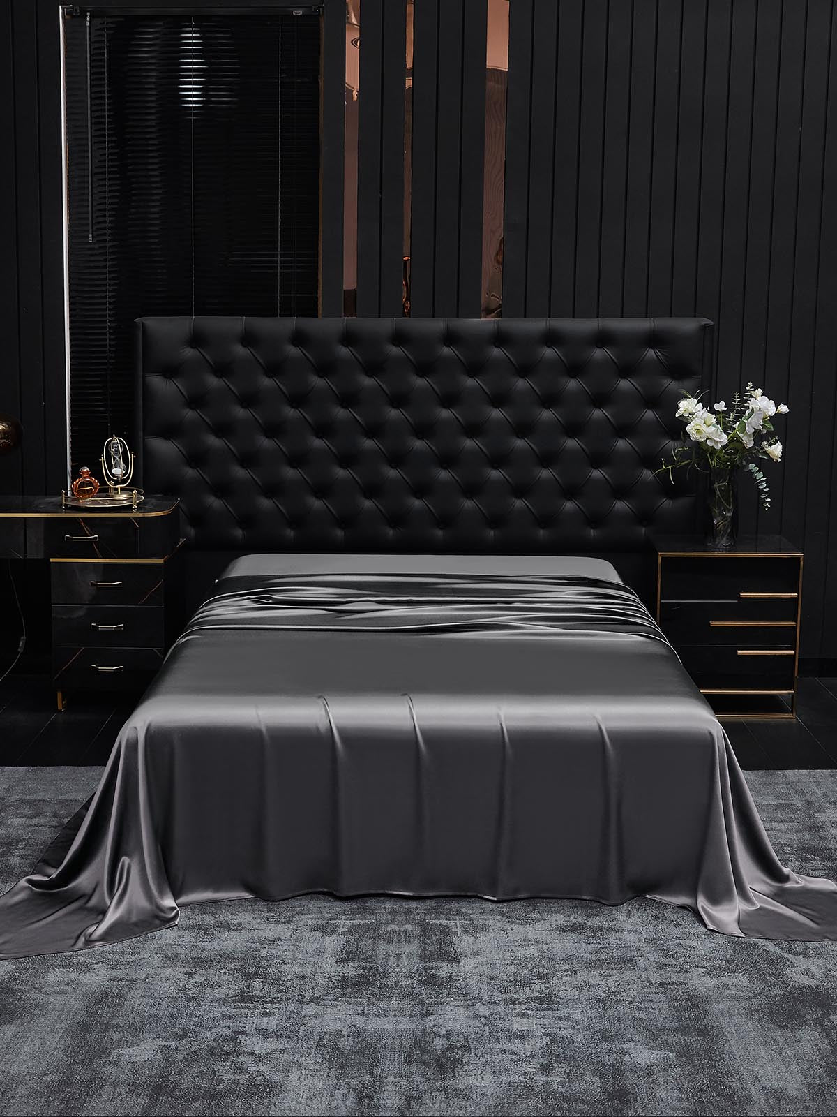 [Dunkelgrau] SilkSilky-DE 19Momme Reine Seide Sheet 002