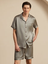 [Graugrün] SilkSilky-DE Short Sleeve Notch-Kragen Herren Pyjamas 005