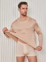 [Beige] SilkSilky-DE Long Sleeve Round Neck Herren T-Shirt 002