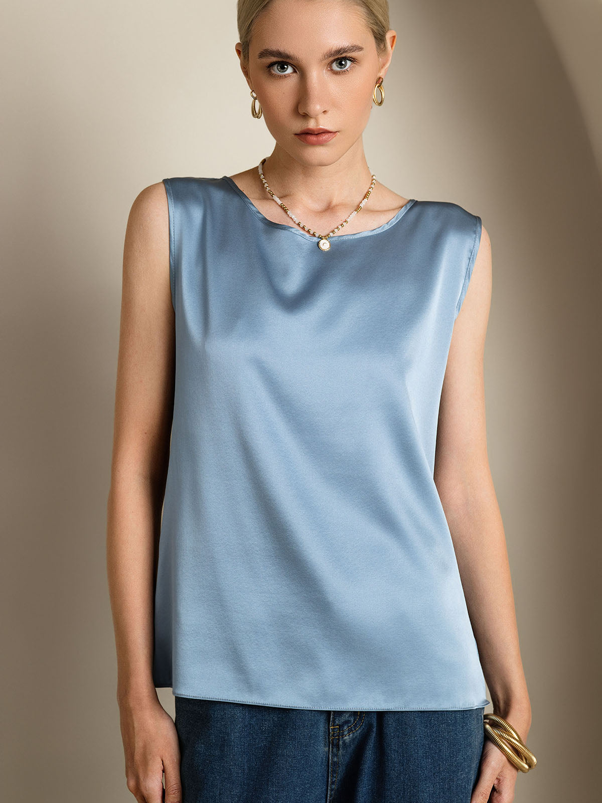 [Graublau] SilkSilky-DE 19Momme Seide Camisoles 005