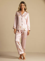 [Rosa] SilkSilky-DE Long Sleeve Notch-Kragen Damen Pyjamas 003
