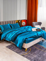 [König Blau] SilkSilky-DE 22Momme Reine Seide Bedding Set 003,