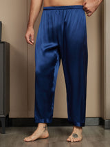 [Dunkelblau] SilkSilky-DE Reine Seide Mens Sleep Bottoms 001