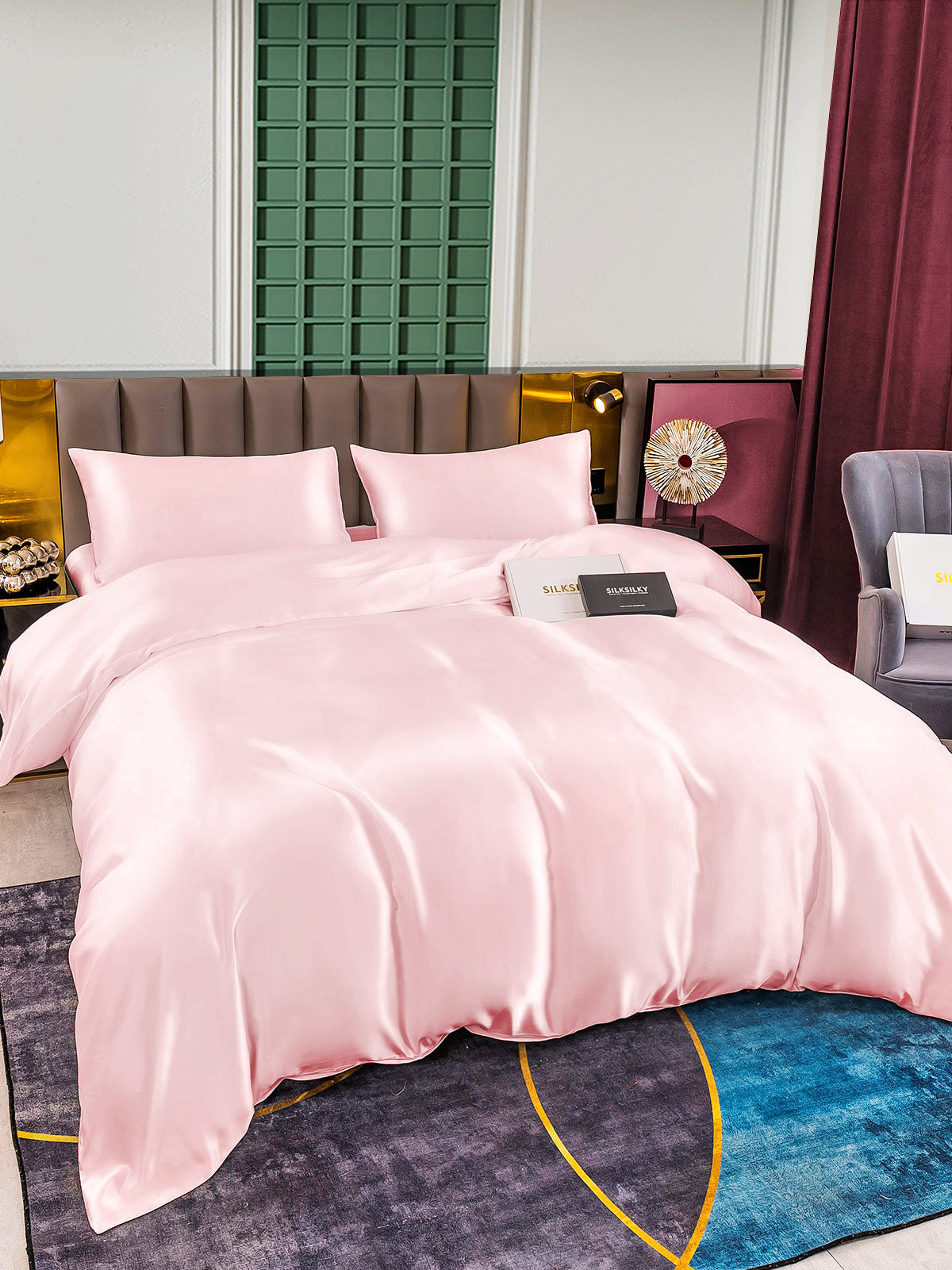[Rosa] SilkSilky-DE 25Momme Reine Seide Bedding Set 005
