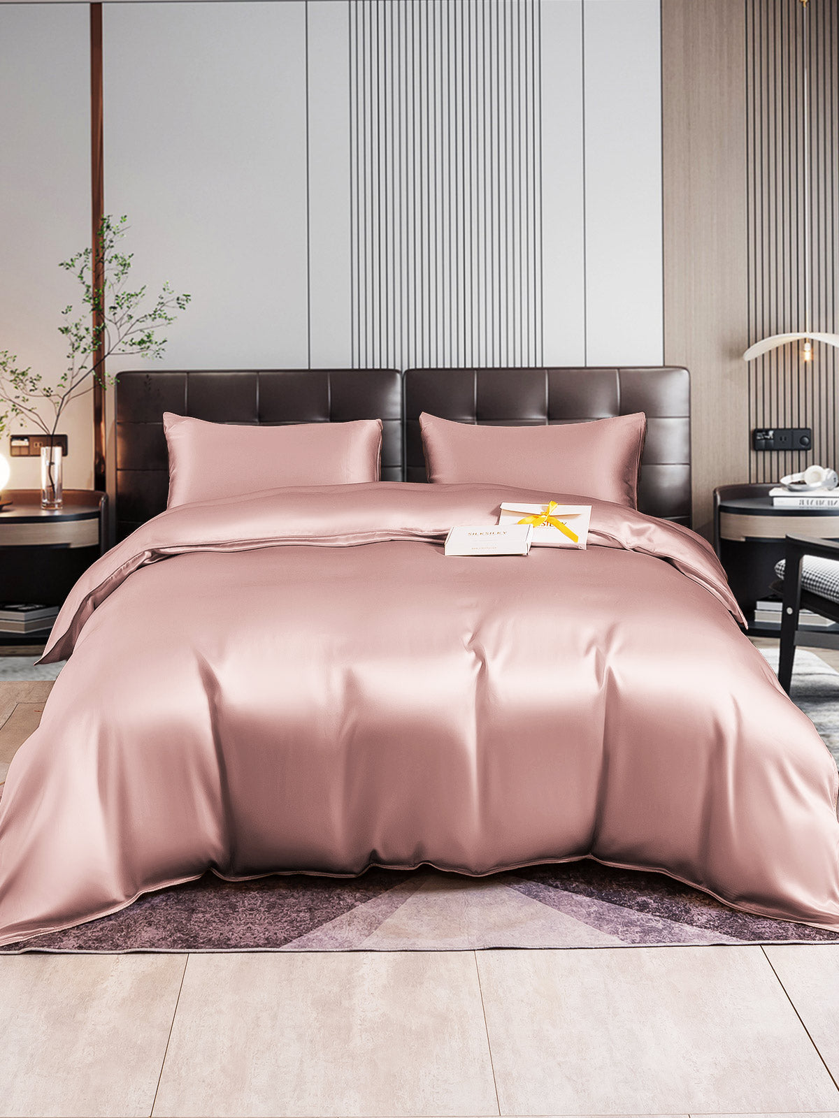 [Blasses Mauve] SilkSilky-DE 22Momme Reine Seide Bedding Set 001