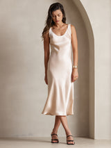 [Champagner] SilkSilky-DE Sleeveless Kleider 005