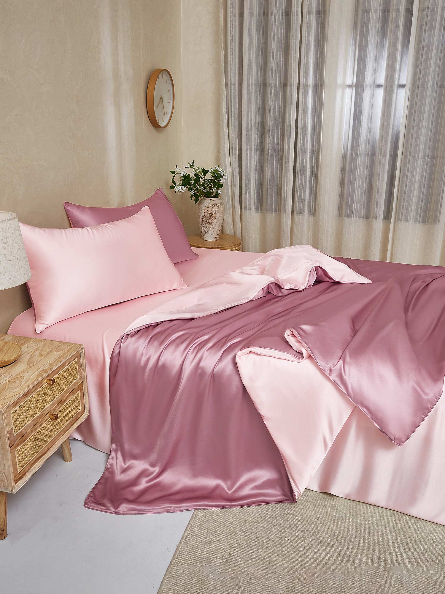 [BlassesMauve+Hellrosa] SilkSilky-DE 19Momme Reine Seide Bedding Set 003,