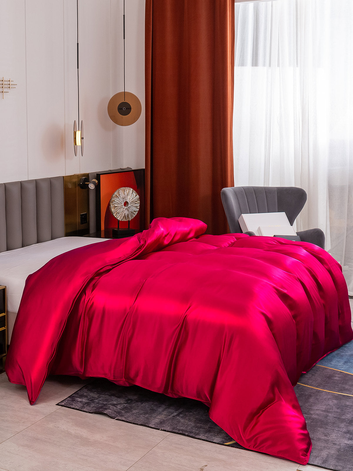 [Rotwein] SilkSilky-DE 19Momme Reine Seide Duvet Cover 002