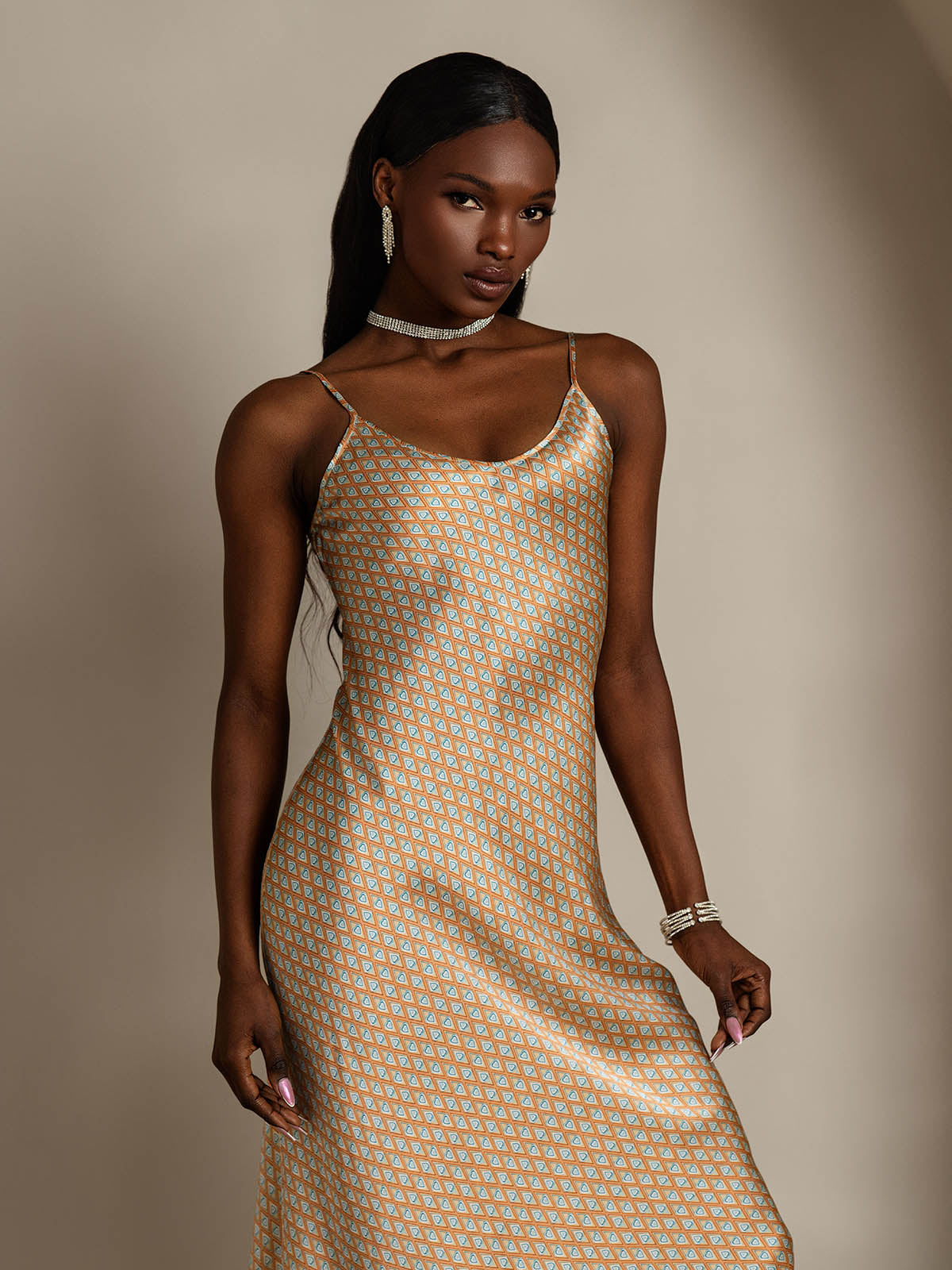 [Floral] SilkSilky-DE Reine Seide Dress 006