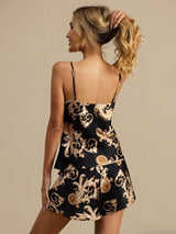 [Schwarzer Drache] SilkSilky-DE Spaghetti Strap V Neck Camisole-Set 002