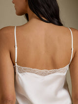 [Weiß] SilkSilky-DE Sleeveless Sweetheart Neck Nachthemden 005