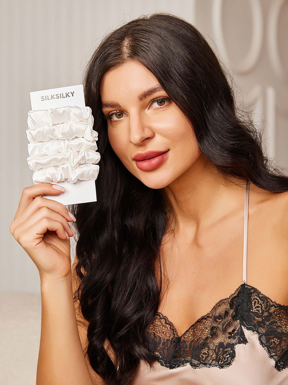 [Weiß] SilkSilky-DE 19Momme Reine Seide Scrunchie 002