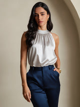 [Hellgrau] SilkSilky-DE Sleeveless Halter T-Shirt 004