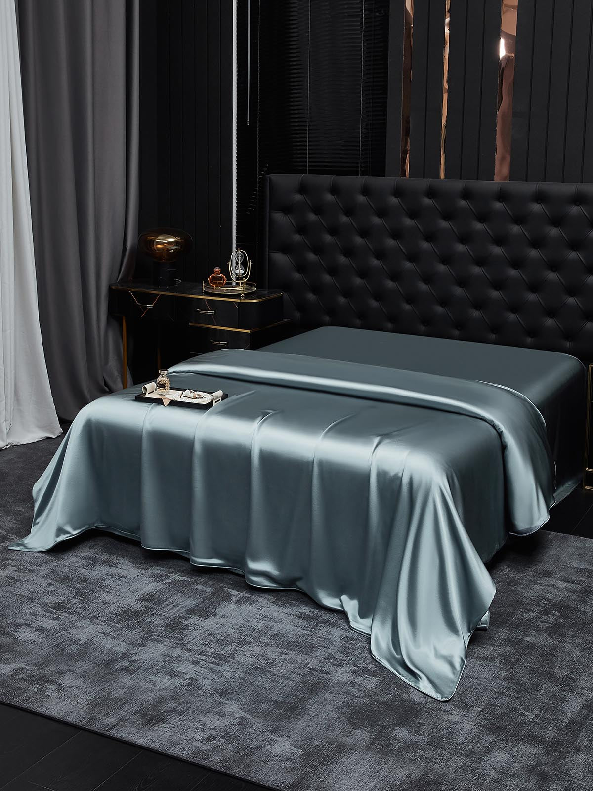 [Graublau] SilkSilky-DE 19Momme Reine Seide Duvet Cover 001