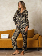 [Leopard] SilkSilky-DE Langärmelig Damen Pyjamas 005
