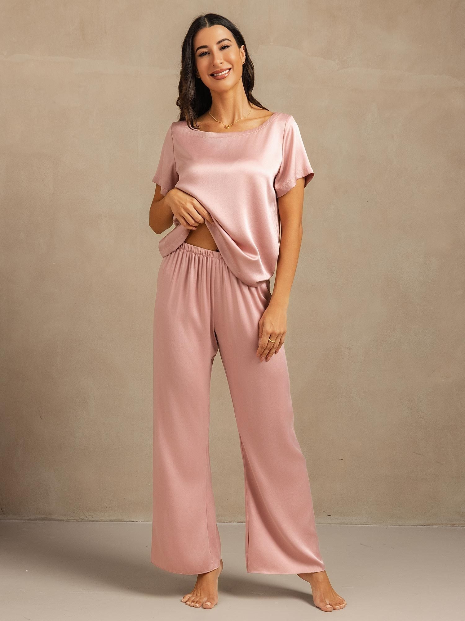 [Pfirsichhaut] SilkSilky-DE 19Momme Seide Womens Pajamas 001
