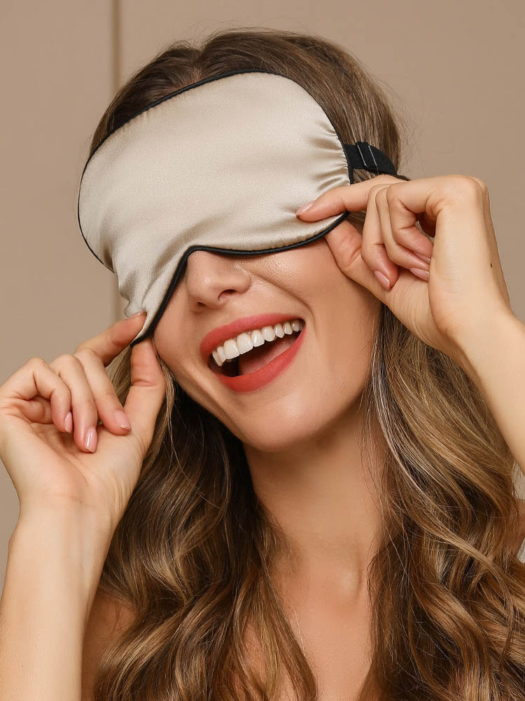 [Beige] SilkSilky-DE 19Momme Reine Seide Eye Mask 001