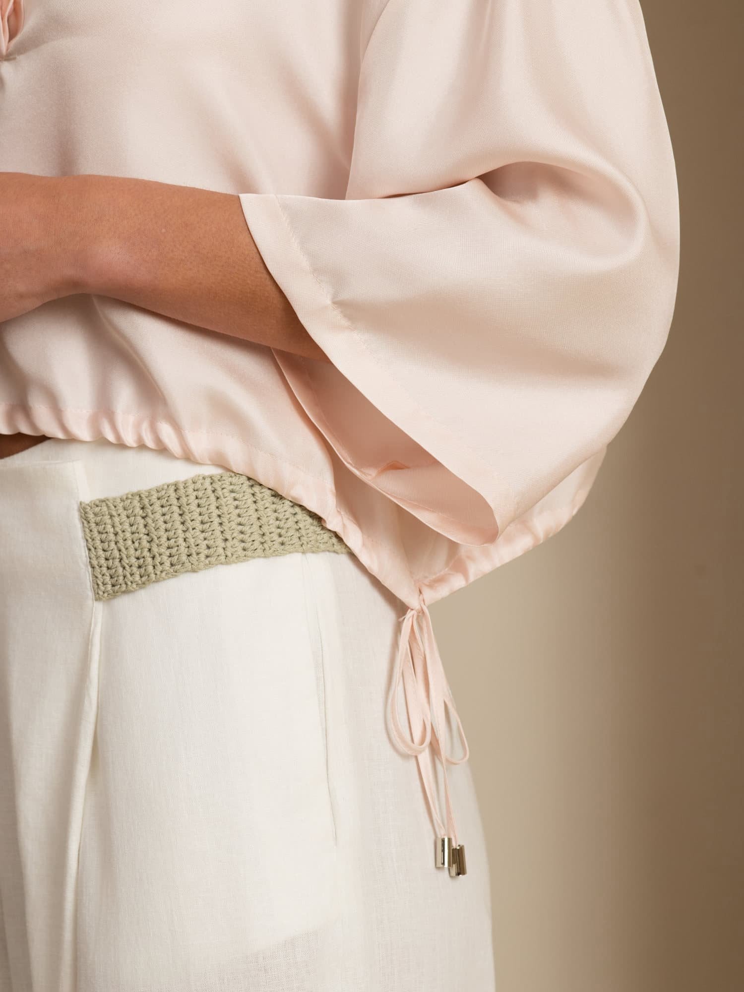 [Rosa] SilkSilky-DE 18Momme Halblange Ärmel Lapelkragen Bluse 006