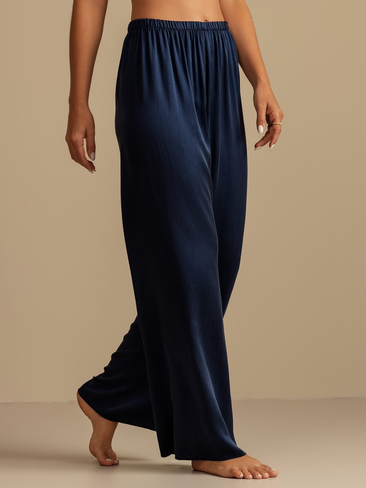 [Dunkelblau] SilkSilky-DE 19Momme Seide Womens Sleep Bottoms 003,