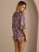[Rosa Palme] SilkSilky-DE Half Sleeve Lapel Collar Damen Pyjamas 002