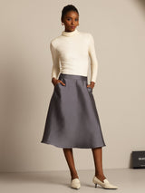 [Grau] SilkSilky-DE 32Momme Silk-Wool Blend Skirt 005