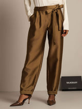 [Bronze] SilkSilky-DE 32Momme Silk-Wool Blend Womens Pants 001