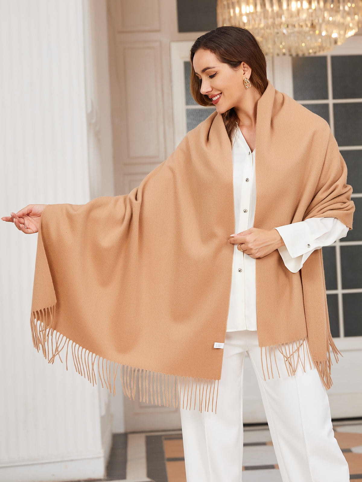 [Tan] SilkSilky-DE Wolle Scarf 002