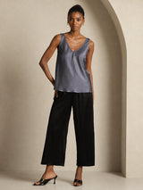 [Dunkelgrau] SilkSilky-DE Sleeveless V Neck Cami Top 008