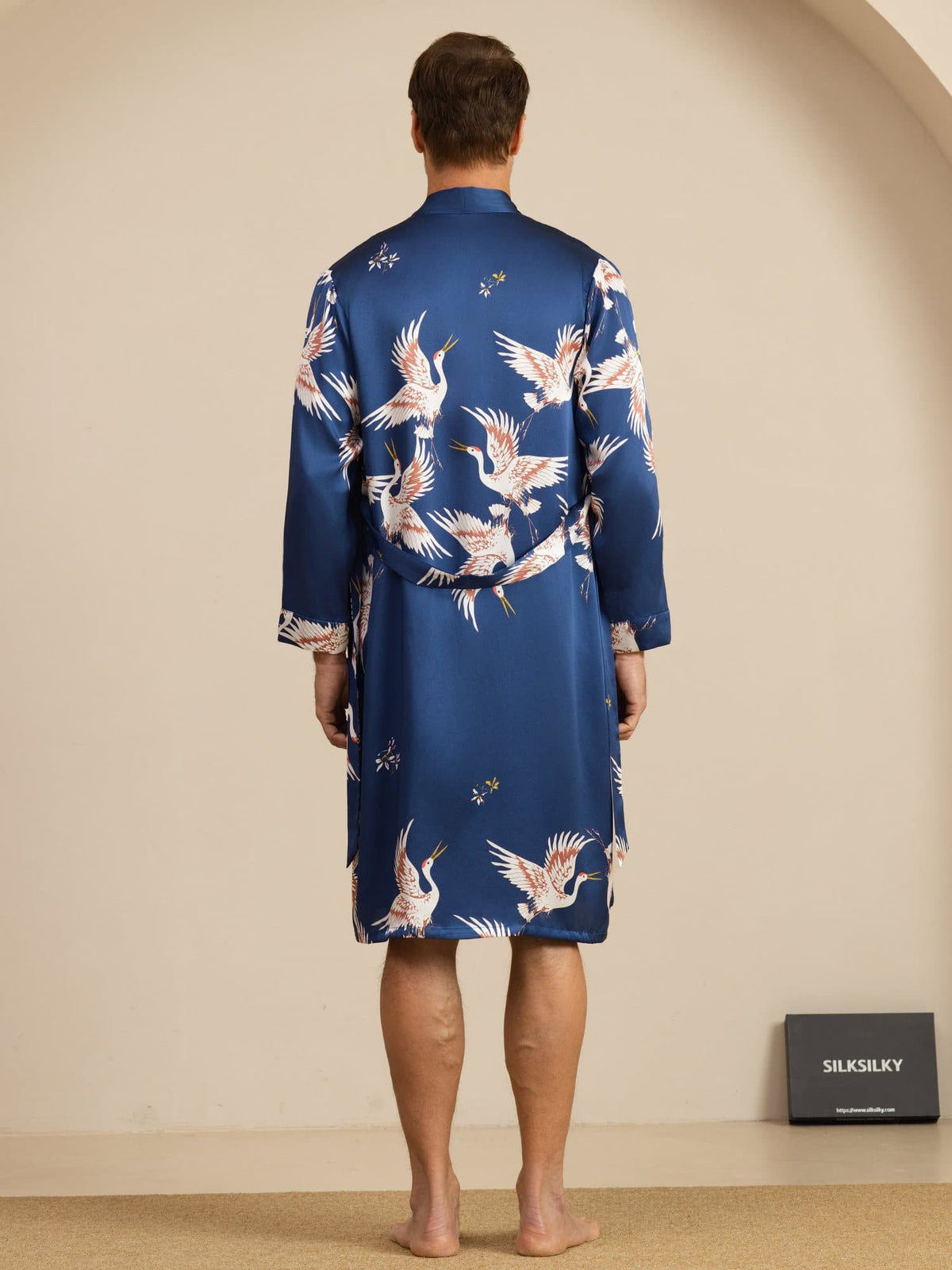 [Dunkelblau] SilkSilky-DE 19Momme Long Sleeve Mens Pajamas 002